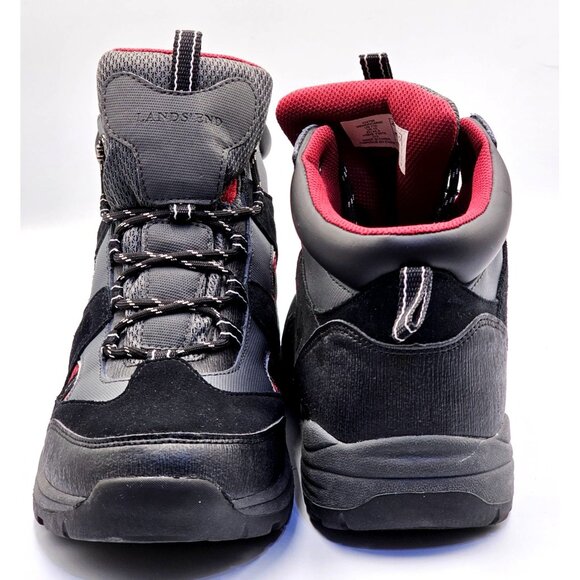 NWOB Lands End Men's Black & Red Fabric Suede Leather Hiking Boots Sz 11D 2704 - Picture 2 of 16